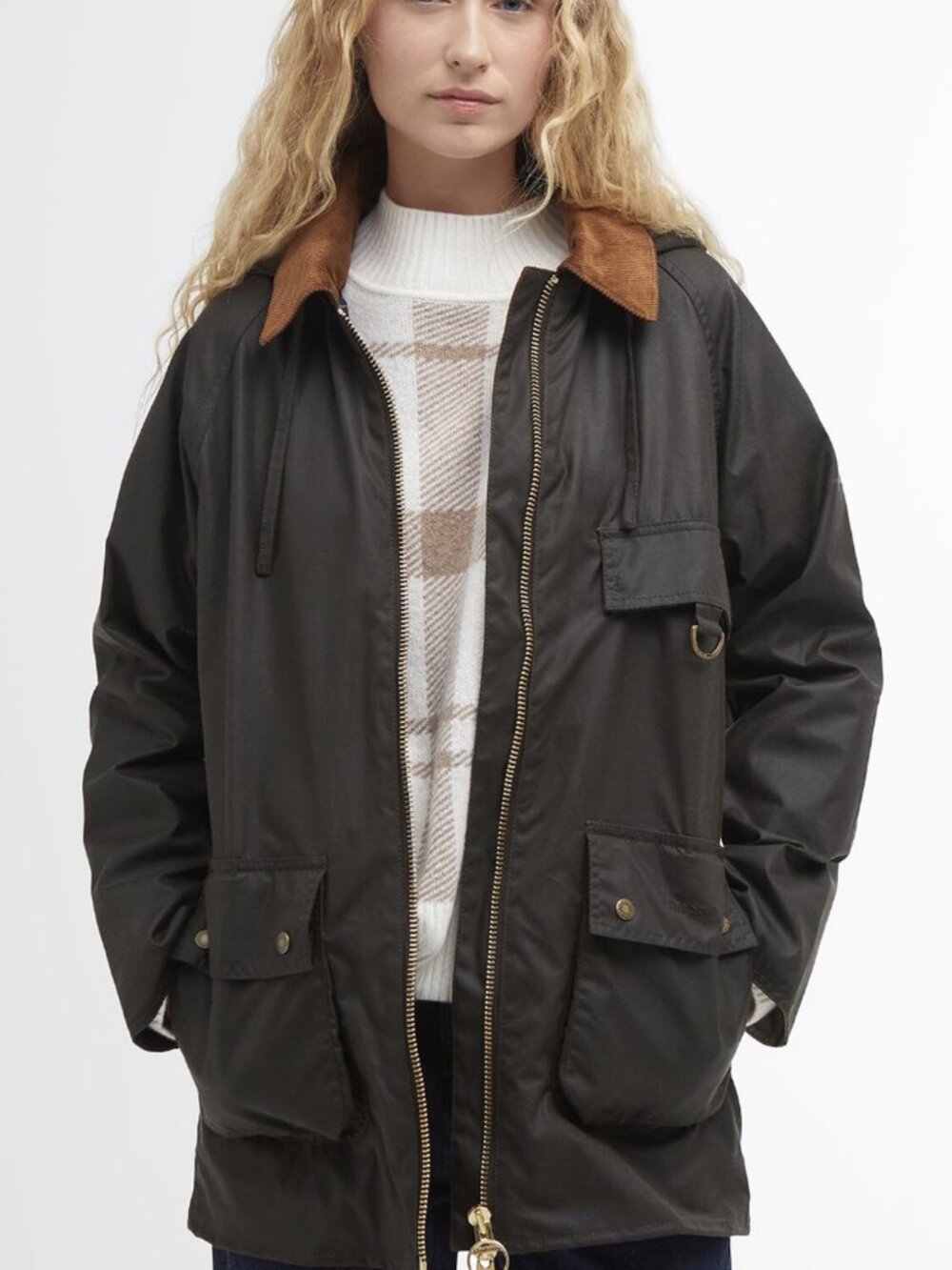 Barbour Highclere Hooded Waxed Jacket Olive US 8